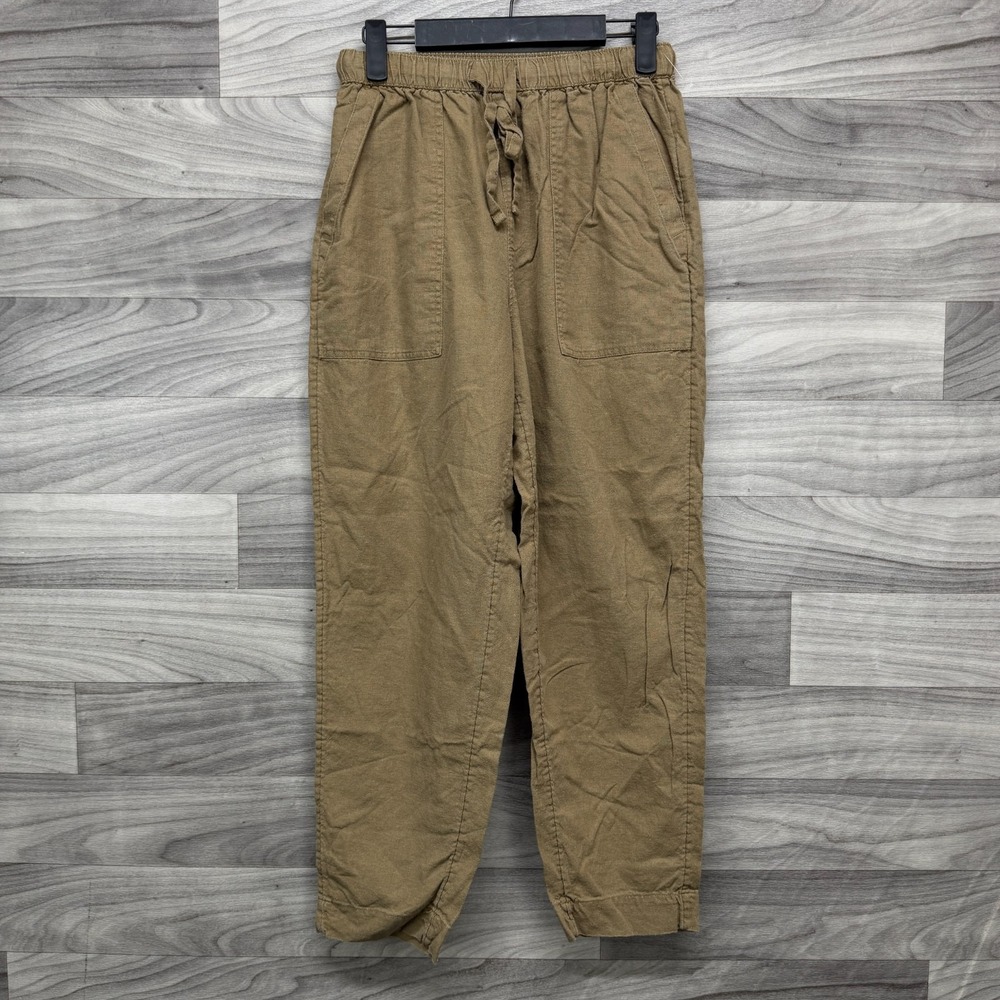 Universal Threads Pant Women XS Tan Linen Blend Straight Drawstring Waist Casual